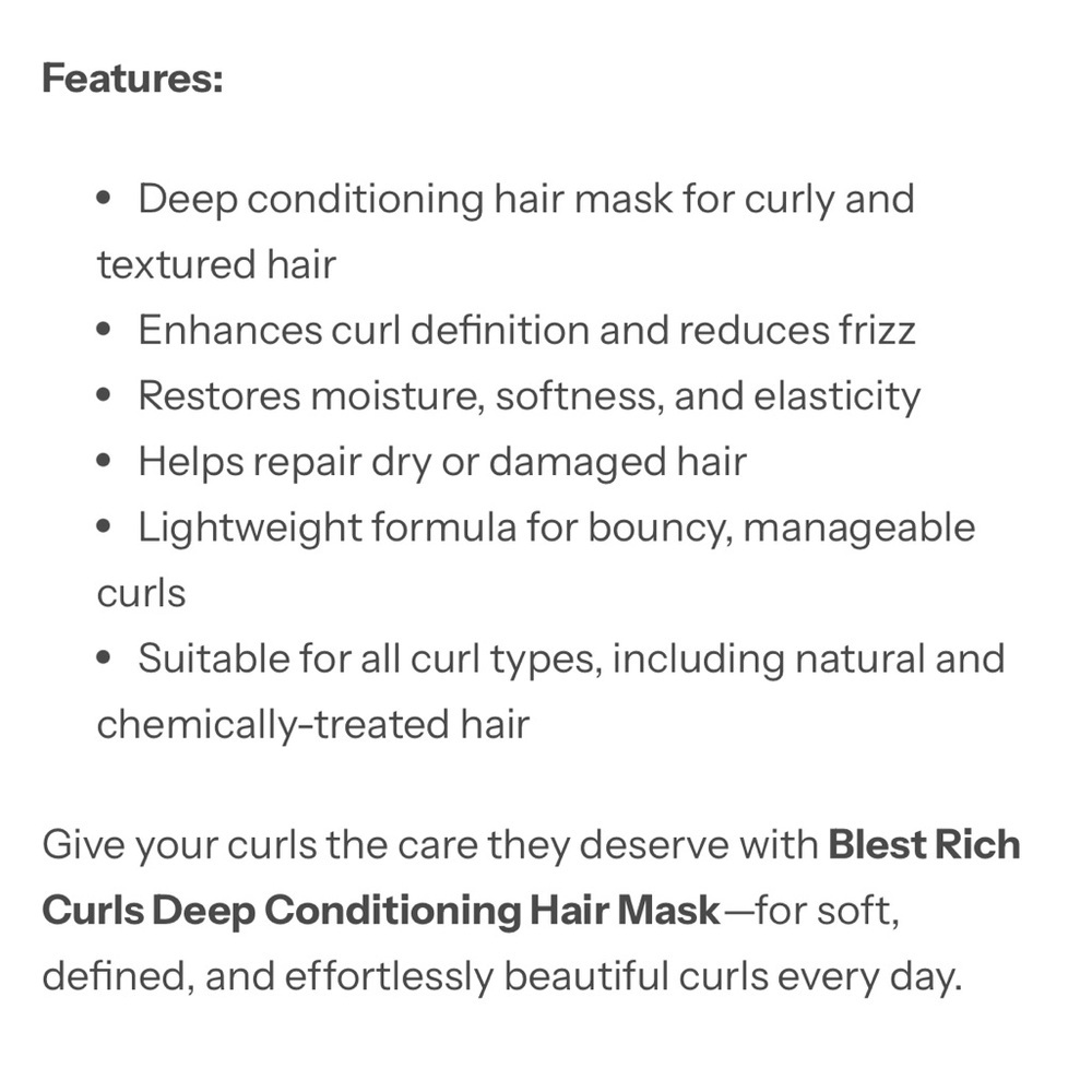 Rich Curls by BLeST Professional Deep Conditioning Hair Mask with Rosemary Oil - Picture 7 of 7
